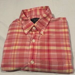 Abercrombie & Fitch Men's Coral Plaid Shirt